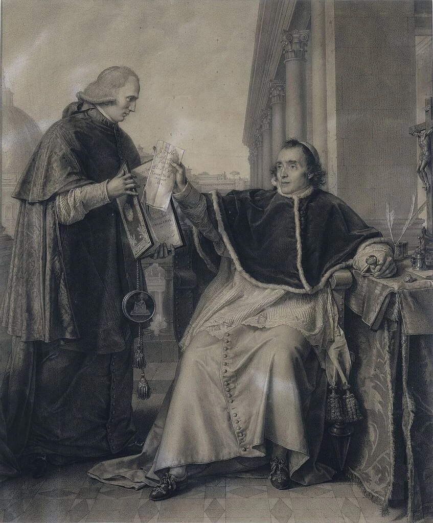 Jean - Baptiste Wicar, Papa Pio VII consegna al cardinale Consalvi la ratifica del Concordato, Museo della Storia di Francia Reggia di Versailles
